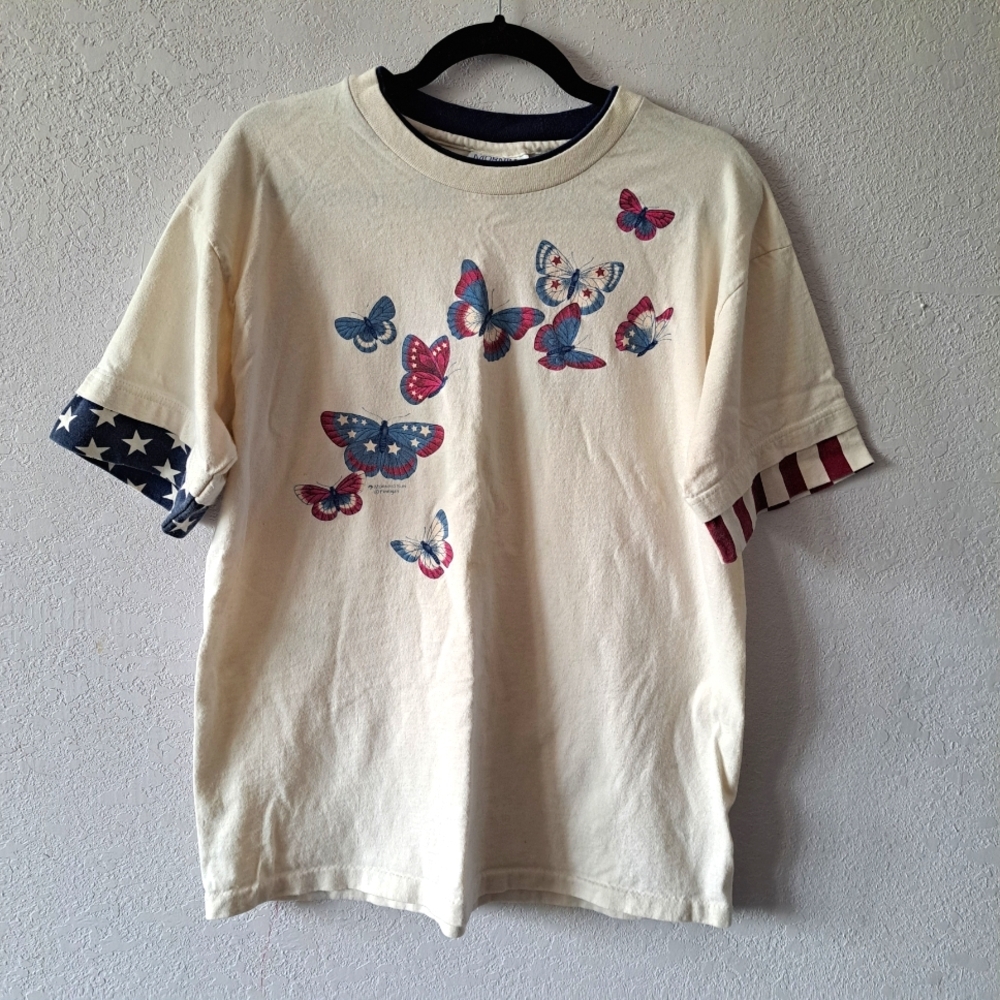 Patriotic Butterfly Print Women's Tee